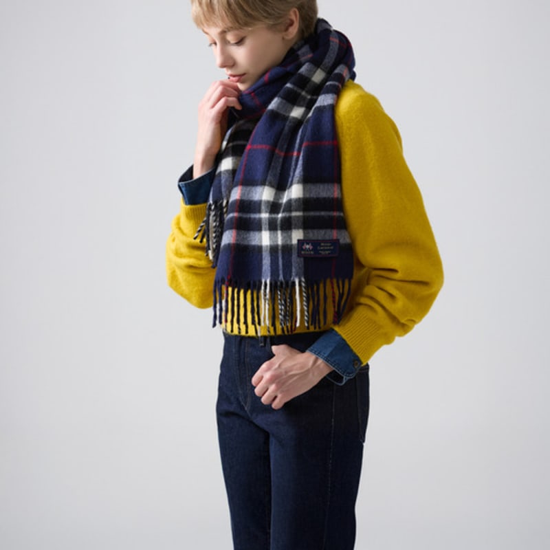 ABRAHAM MOON Шаль-шарф из мериносовой шерсти 50 см - Темно-синий Томпсон