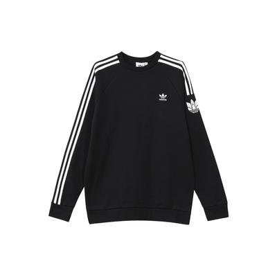 adidas Мужская флисовая толстовка с круглым вырезом Originals Trefoil Logo Three Stripes, черная GN3545