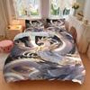 3Pcs Mythical Dragon Flight Bedding Set Soft Fabric Duvet Cover Pillowcases Home Christmas Xmas Halloween Gift 1 Duvet Cover 2 Pillowcase G1246