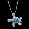 Ожерелье с подвеской в ​​виде синей морской черепахи, блестящие стразы, ожерелье для здоровья и долголетия, ювелирное изделие на день Святого Валентина, подарок