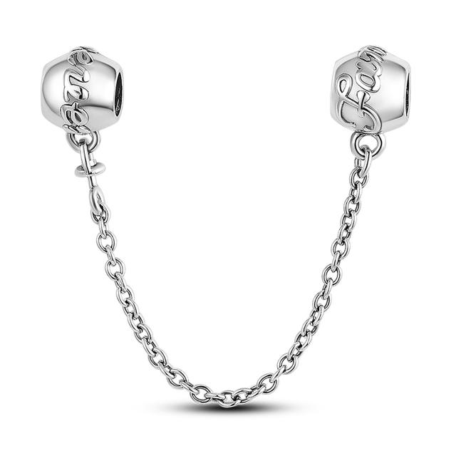 Safety Chain Daisy Heart Safety Chain Clasp Charm Fit Original Brand Bracelet DIY Silver Color Jewelry