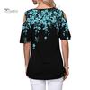Женская сексуальная футболка с коротким рукавом с круглым вырезом и цветочным принтом, свободная футболка с открытыми плечами
