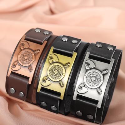 Браслет Nordic Tomahawk Irish Cross, очаровательный мужской кожаный браслет, модный хип-хоп-панк-ювелирный аксессуар для защиты в стиле рок