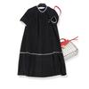 Hepburn Ji Simple Black Dress Elegant Women 2021 Summer Ice Cotton Pleat Dress Breathable Pearl White Buckle