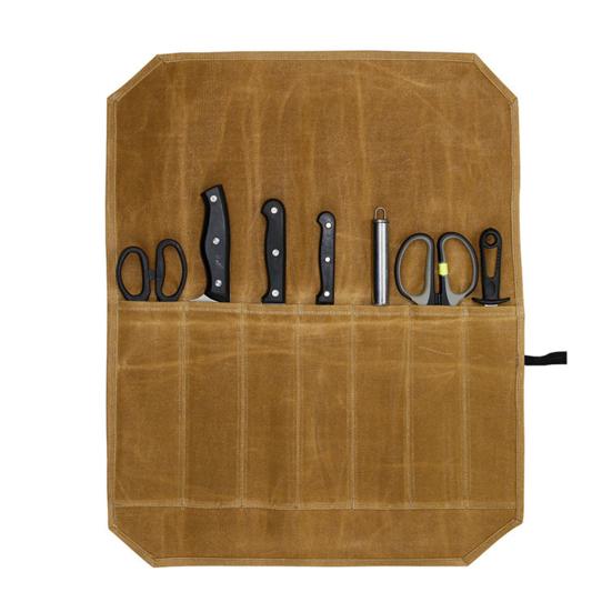 Knife Roll Bag with 7 Slots Large Capacity Easy Carrying Wear Resistant Waterproof Portable Cooking Knife Organizer Storage Pouch