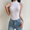 Women Sexy Bodysuit Sleeveless Half Turtleneck Bodysuit Summer Slim Fit One-Piece Vest Solid Color Bottoming Shirt Romper