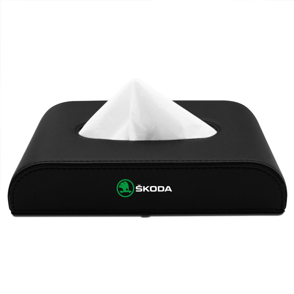 OBDI6 1PC PU Leather Tissue Box Car Tissue Box Interior Storage Box For Skoda Kodiaq Octavia 2 3 Yeti Karoq Rapid Fabia S A5 Kamiq VII