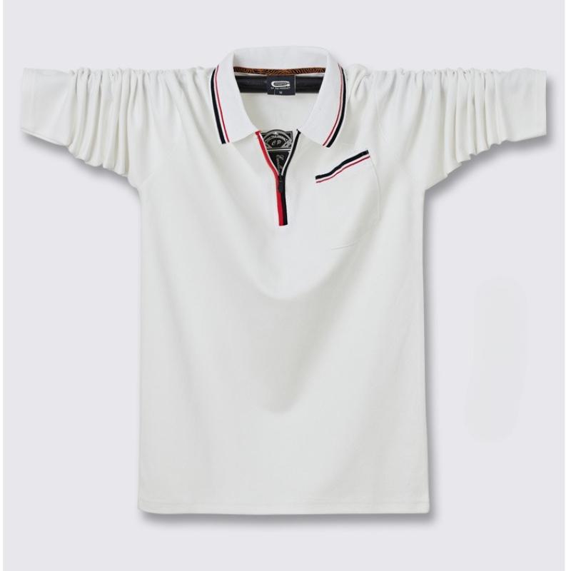 Новая Свободная Плюс Молния Мужская Деловая Влагоотводящая Повседневная Футболка с Лацканами и Длинным Рукавом Легкая Мягкая Не Мнущаяся Дышащая Хлопковая Рубашка Поло