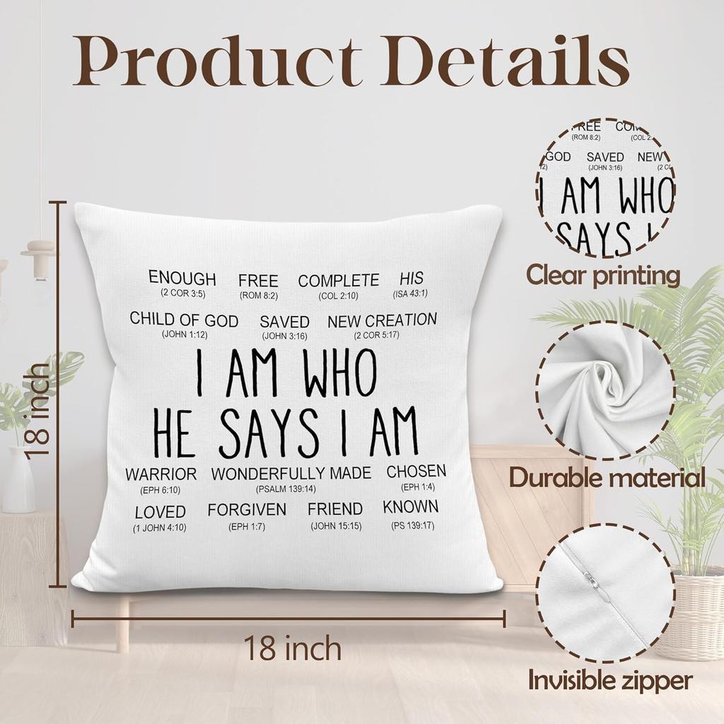 Christian Throw Pillow Covers, Christian Home Decor, Religious Bible Verse Scripture Decorative Pillowcases Cushion Cases for Home Bedroom Living
