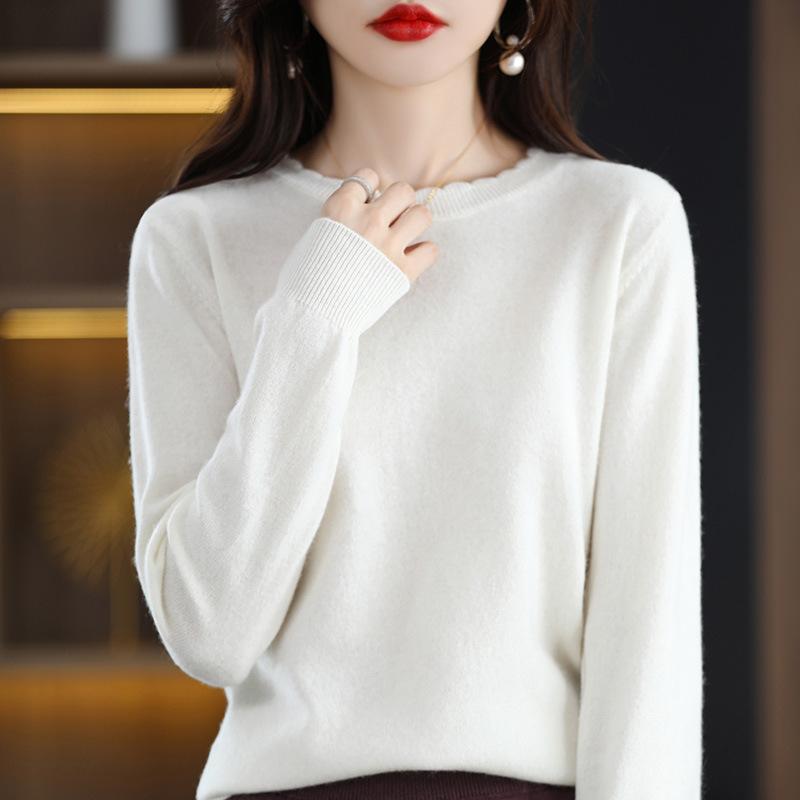 INDFS Женская мода Повседневный Осень Зима Однотонный Принт Длинный Рукав О-Образным Вырезом Свитера