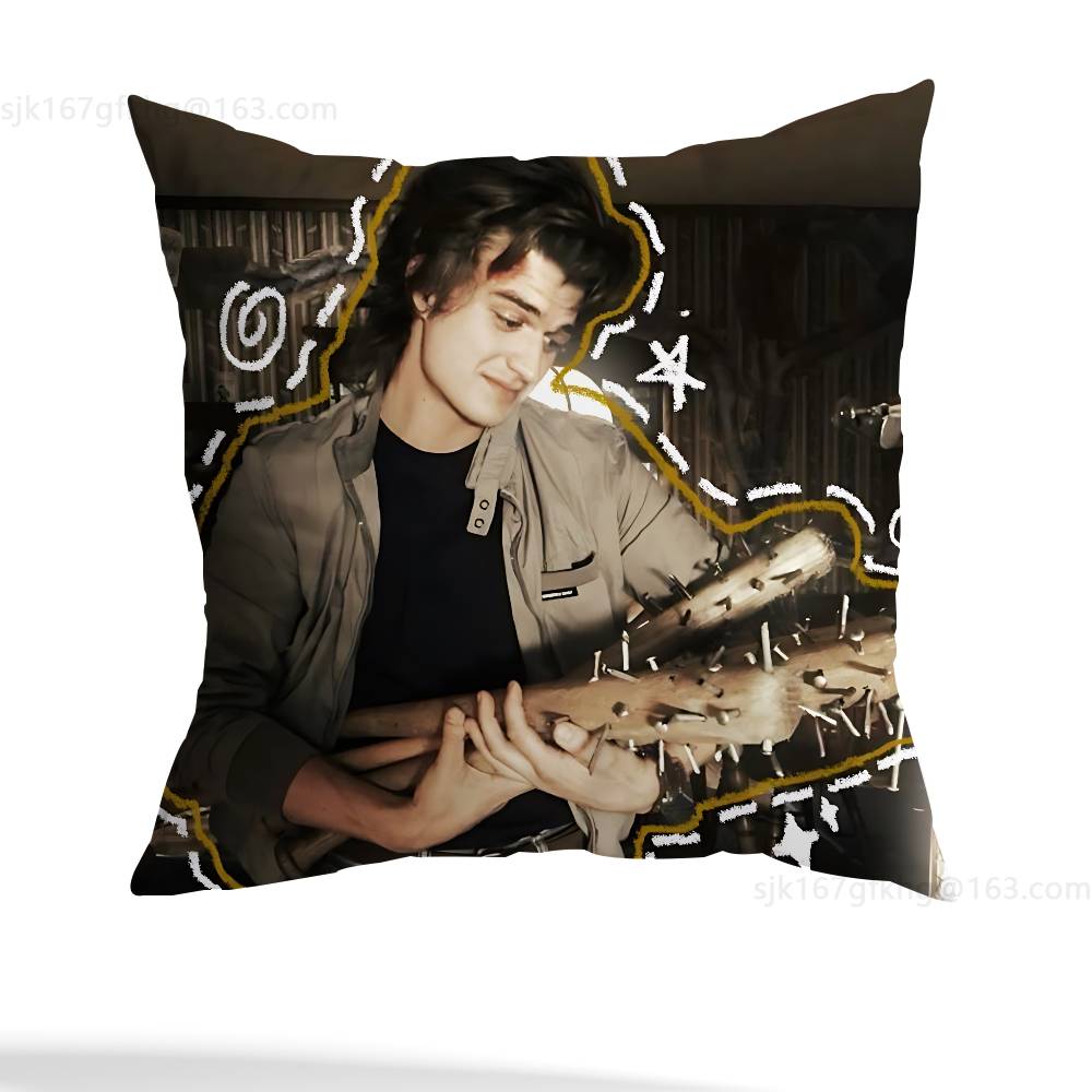 Joe Keery Stranger Pillow Case Anti-Dustmite Pillowcase Invisible Zipper Silky Short Plush Sofa Cushion Cover
