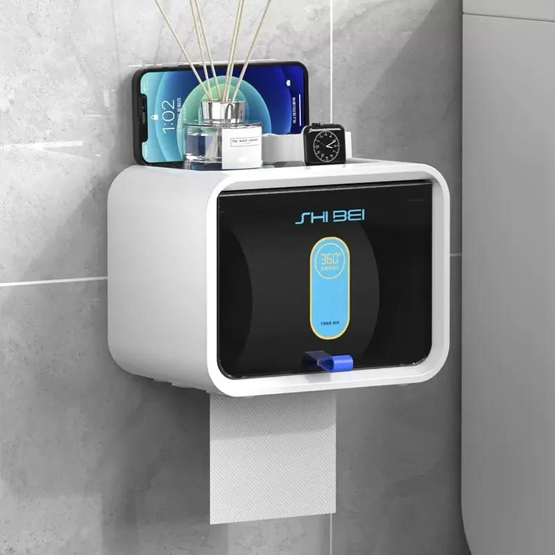 Toilet tissue box without punching storage rack wall mounted roll paper suction box waterproof toilet paper holder