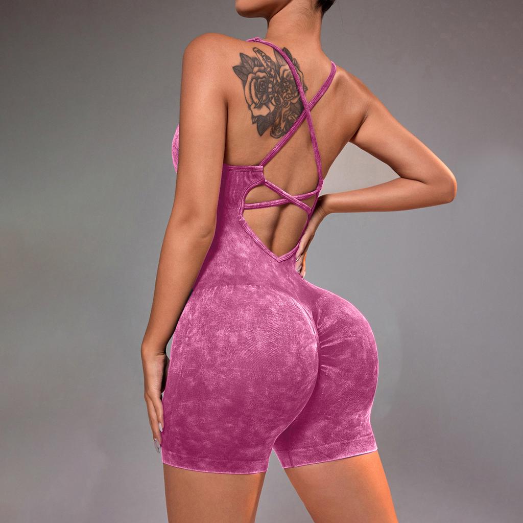 Backless One Piece Peach Butt Sports Stretch High Waisted Hip Lifting Fitness Jumpsuit