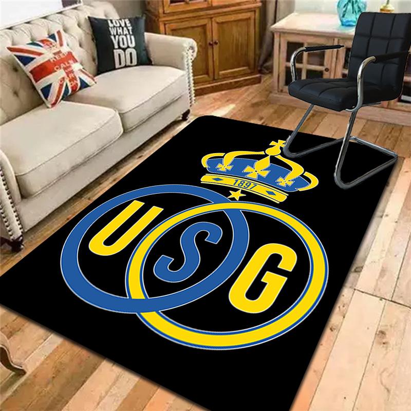 Union Saint Gilloise Pattern Rug Floor Mat for Living Room or Bedroom Soft and Comfortable Carpet a Gift for Birthday and Holiday.