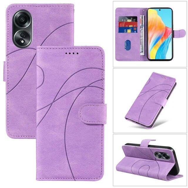Чехол с кожаным ремешком Arc Lines для OPPO A79 5G A58 A38 A18 4G A78 A98 A96 A17, кошелек для карт, подставка для карт, кобура, защитный чехол