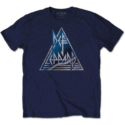 Футболка Def Leppard с логотипом-треугольником, приталенная, размер L, темно-синяя, унисекс