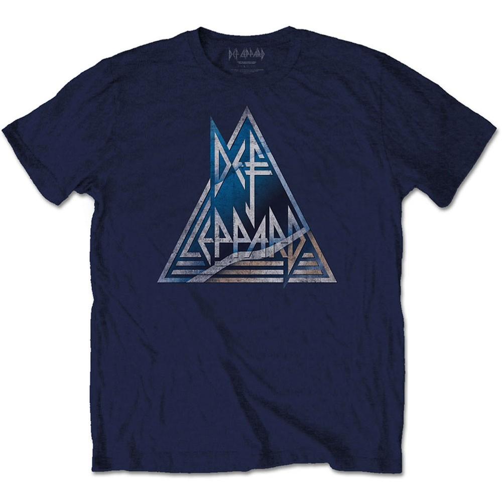 Футболка Def Leppard с логотипом-треугольником, приталенная, размер L, темно-синяя, унисекс
