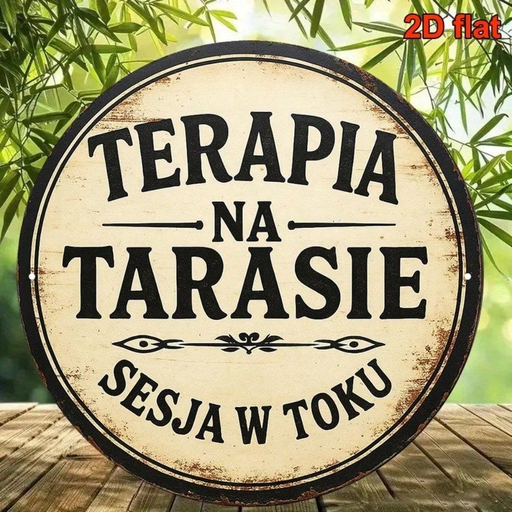 Винтажная круглая металлическая настенная табличка с польским текстом "Relax" Бежево-черная железная табличка Декор для дома, офиса, кафе, спа