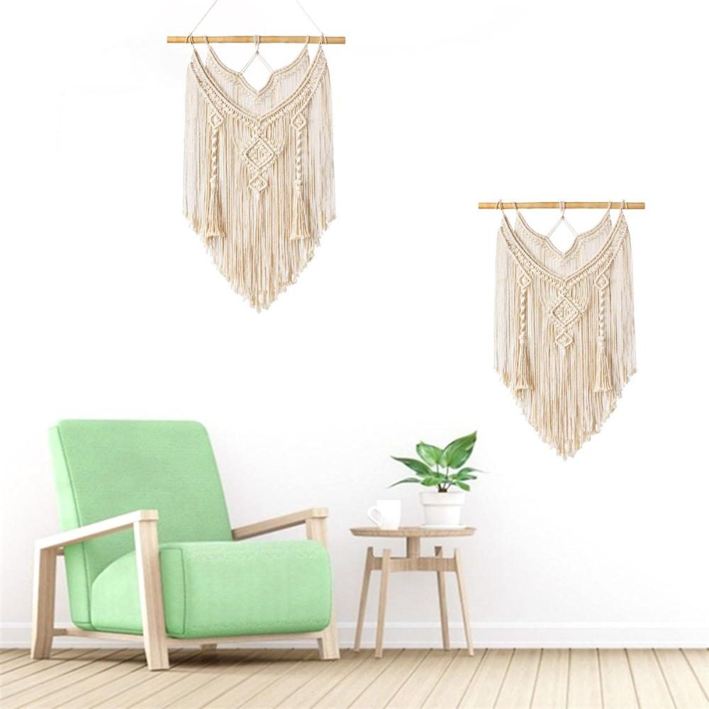 Wall Art Wooden Boho Chic Bohemian Macrame Tapestry Wall Hanging Blanket