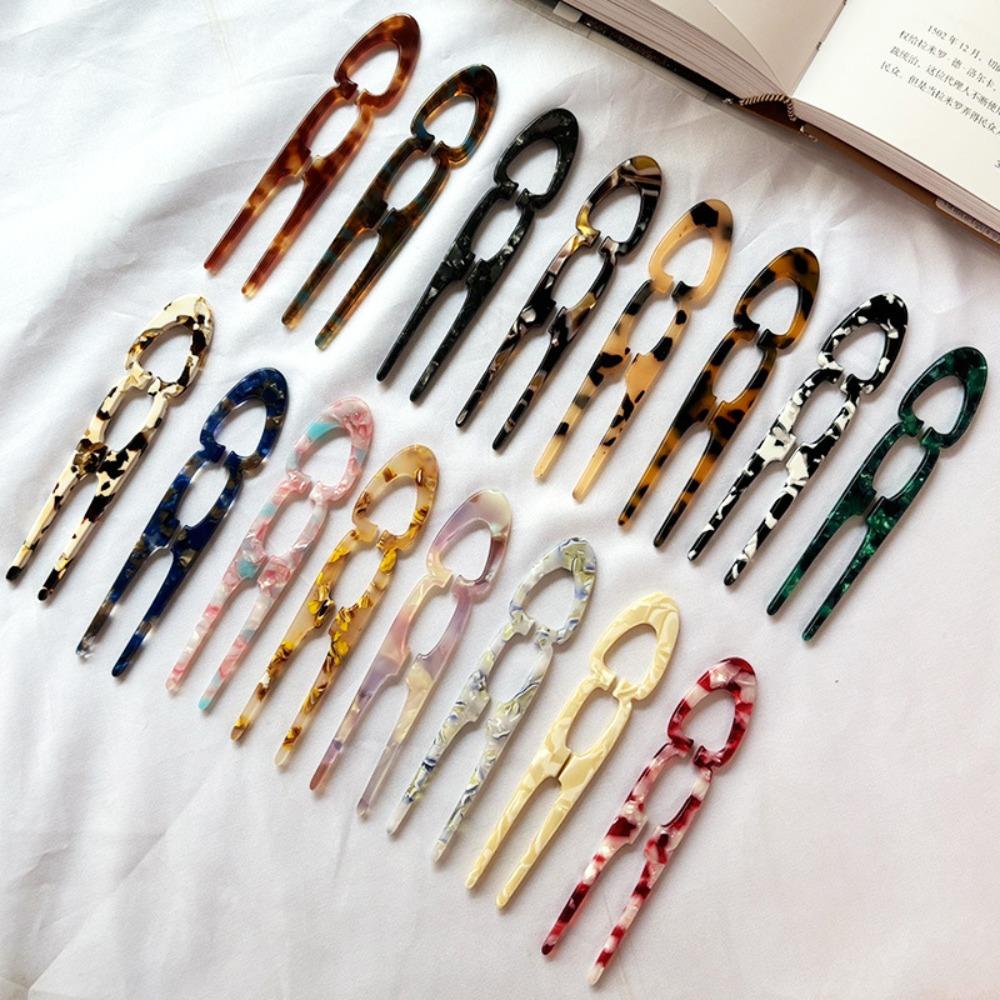 Acetate Hair Sticks U-Shaped Bun Hairpin Sweet Meatball Head Hairclip  For Woman Girl