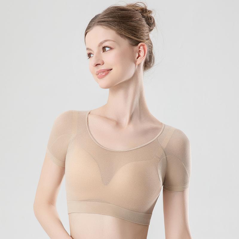 Дышащая одежда, впитывающая пот, ультратонкая сетчатая быстросохнущая майка-топ с обхватом груди, защита от пота, подмышечные прокладки от пота, футболка женская