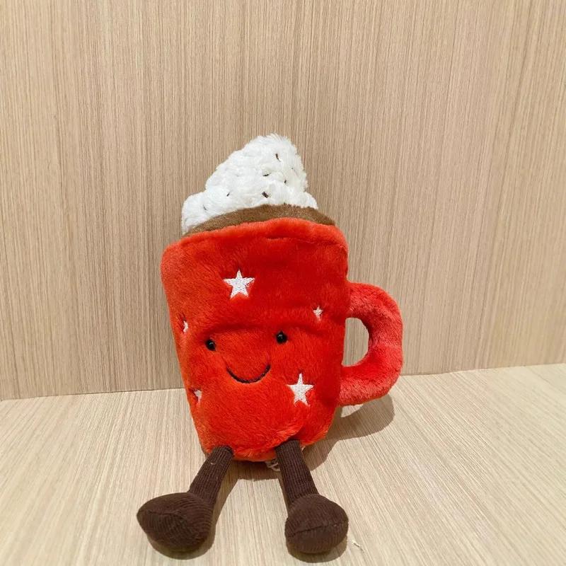 20cm Hot Chocolate Red Coffee Cup Doll Home Decoration Cat And Dog Interactive Companion Plush Pet Holiday Gifts