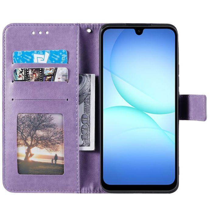 Protective Case - BOOLING - for Samsung Galaxy A17 5G/4G - Synthetic Leather Purple Mandala Pattern - 2 Glass