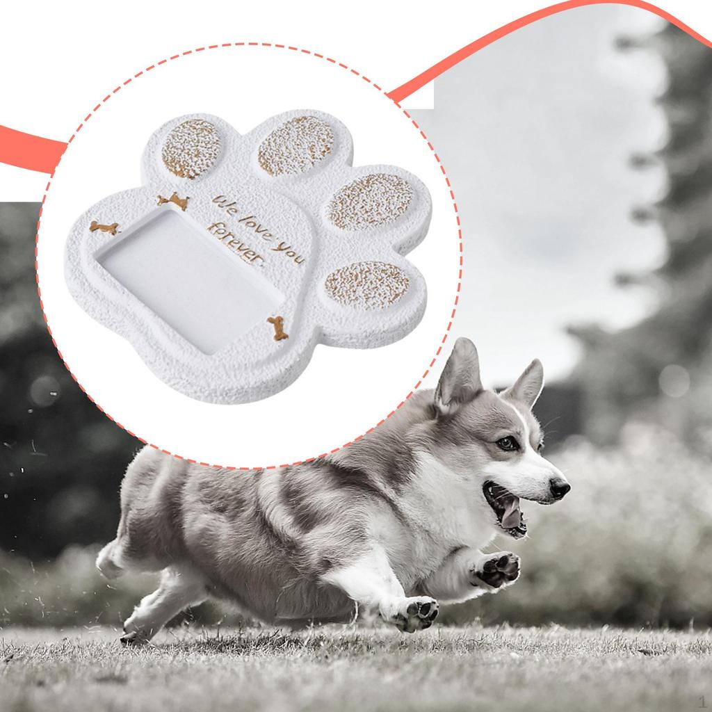 Мемориальный камень с отпечатком лапы для питомцев с фоторамкой 5,9x5,9x0,6 дюйма Подарок соболезнования