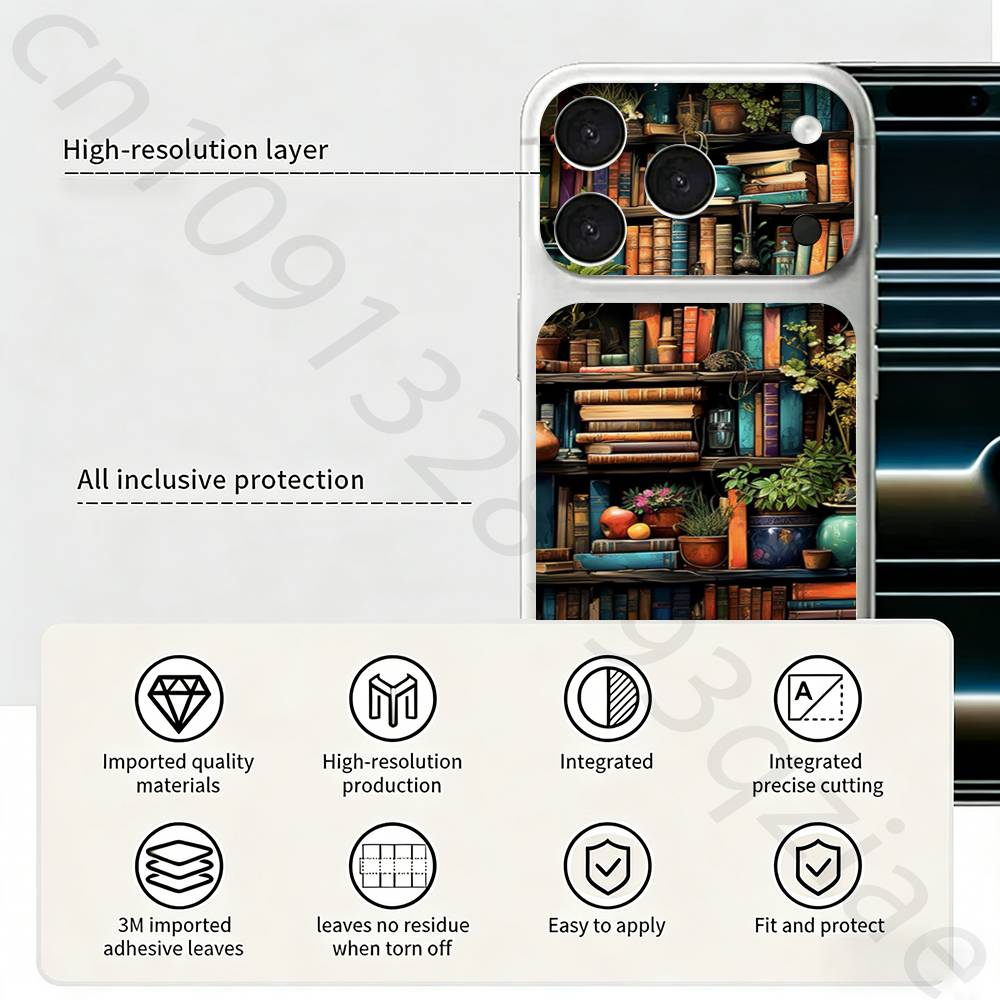 Креативная наклейка-обертка TICKET в виде книжной полки для iPhone 17 Pro/Pro max Защитная пленка для задней панели, рамки, камеры