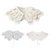 Embroidered Faux Collar Decorative Collars for Sweater Removable Floral Edge False Collar Women Adjustable Neck Shawl