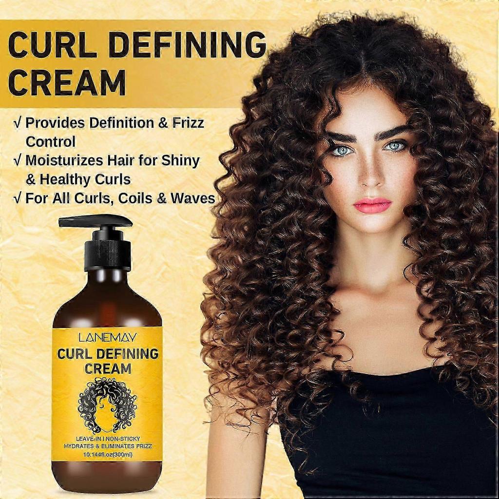 Professional Curl Defining Cream, Frizz Control & Hydration, Non-Sticky Formula for All Curly Hair Types, Moisturizer for Smooth & Shiny Curls