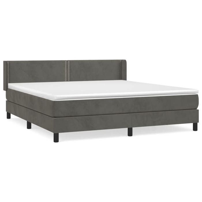 Maison Exclusive - Sommier à lattes de lit et matelas Gris foncé 180x200cm Velours