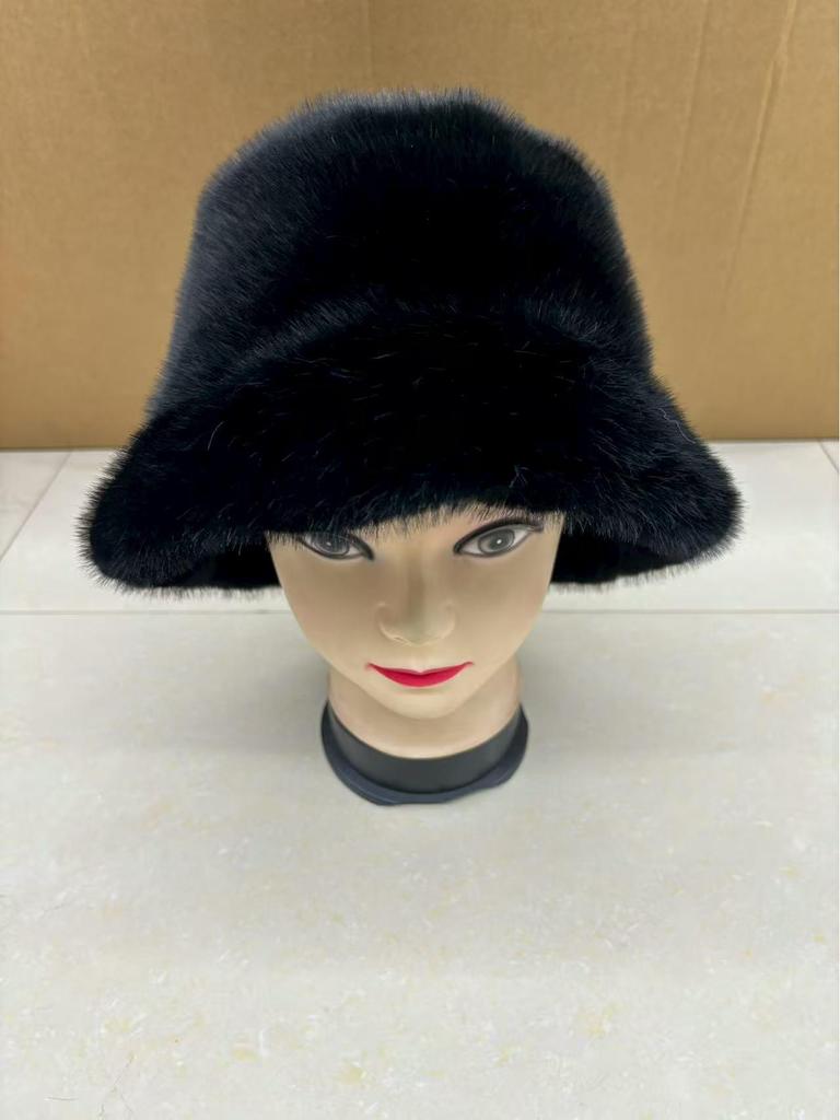 Thickened Faux Mink Fur Mongolian Bucket Hat with Ear Protection for Autumn & Winter