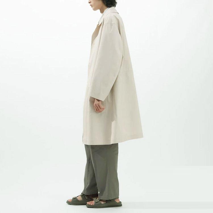 Uniqlo Тренч мужской однобортный средней длины, однотонный, серия U, цвет светло-бежевый 457988-30