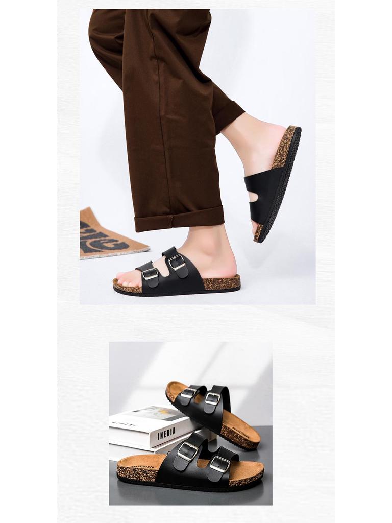Мужские сандалии Birkenstock с двумя пряжками и открытым носом - Летняя повседневная уличная обувь Шлепанцы