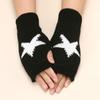 1 Pair Winter Typing Gloves Knitted Half Fingers Elastic Star Printed Color Matching Anti-slip Wrist Protection Heat Retention Soft Warm Students