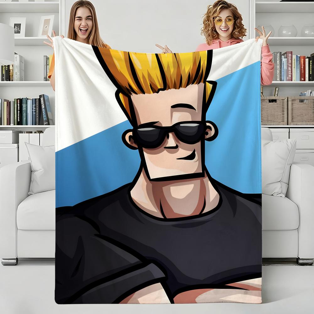 Cartoon J-Johnny Bravos Throw Flannel Blanket Perfect for Sofa Office Bed Travel Sleep Read Relax Camping four season use