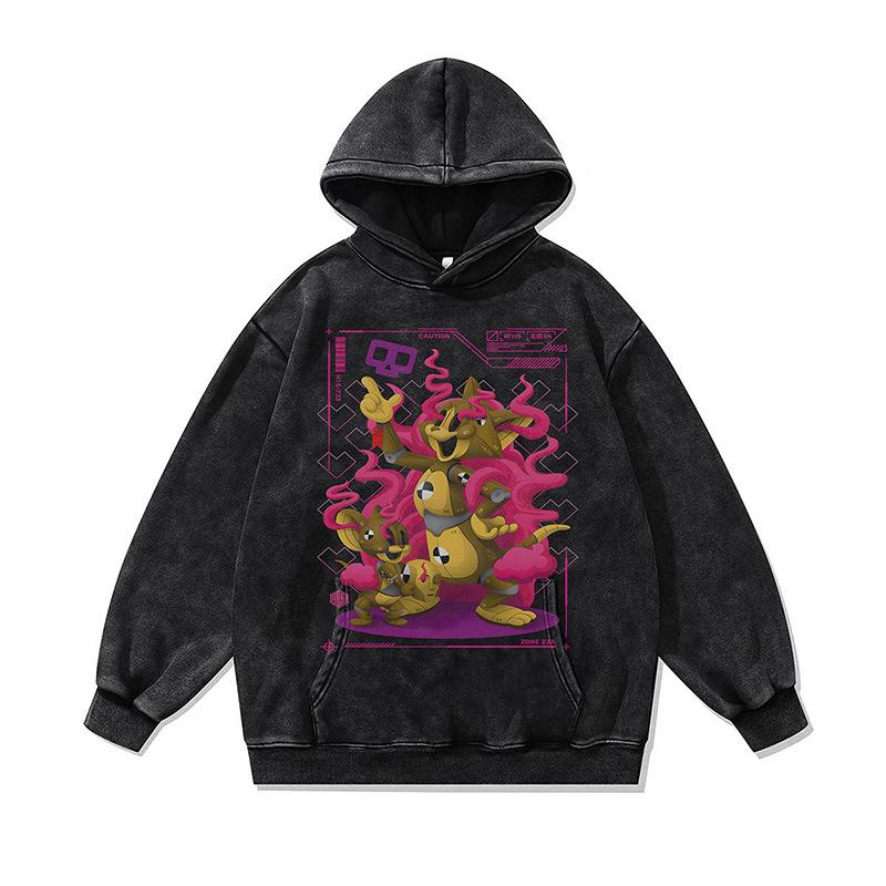European And American High Street Digital Direct Injection Printing Hooded Sweater Men And Women Oversize Washed Old Hoodie