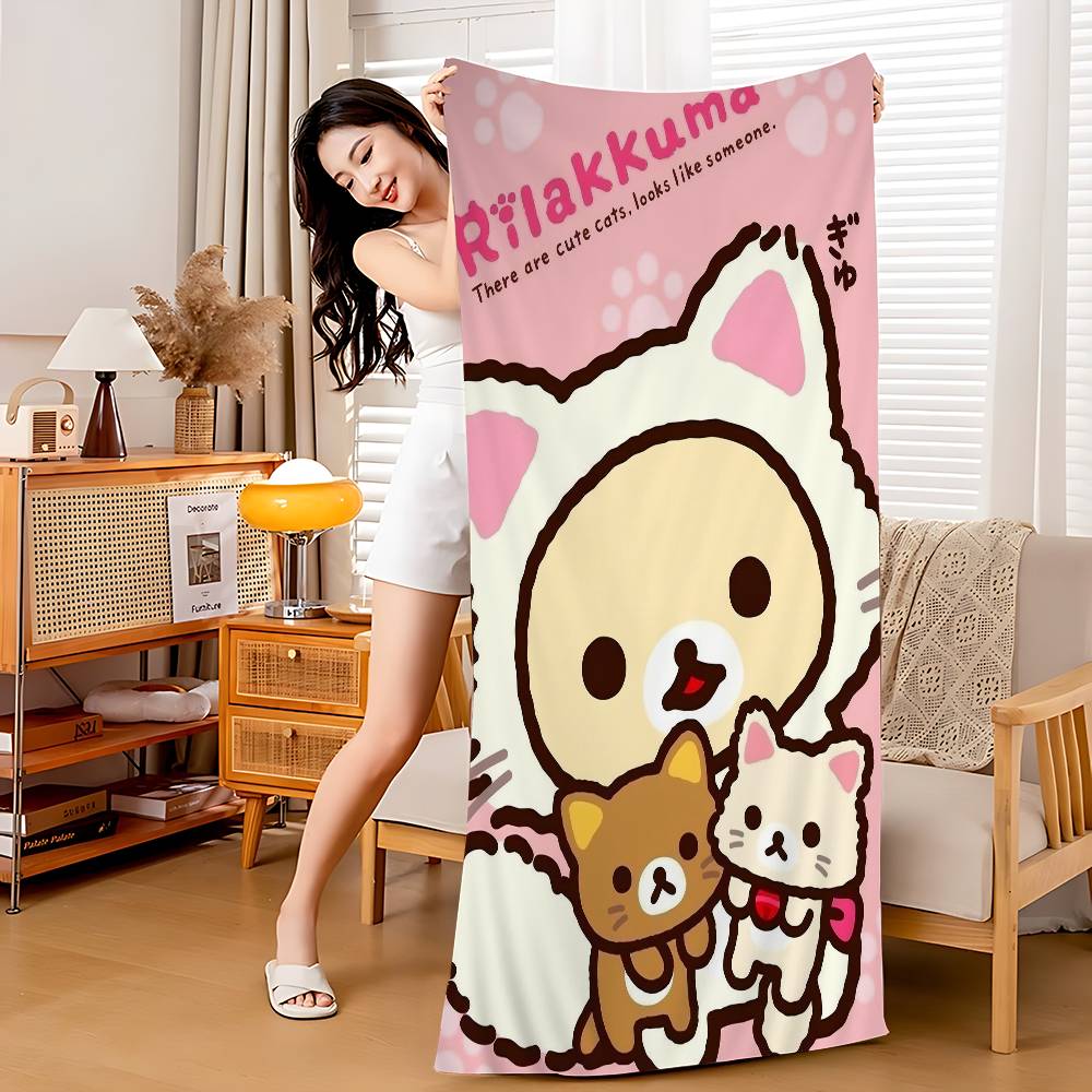 Япония Милый Мультяшный R-ilakkuma Пляжное Полотенце Цветные Банные Полотенца Для Девочки Микрофибра Быстросохнущие Индивидуальные Без Песка Пляж Йога Спортзал