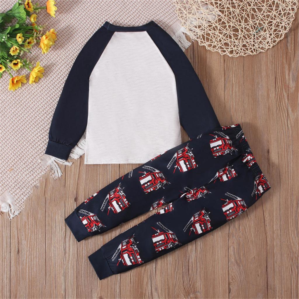 Children's Suit Boys Print Long Sleeve T-shirt + Trousers 2 Pieces Casual Home Suit