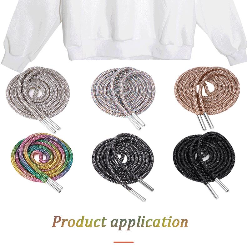 1PCS Rhinestone Shoe Laces Crystal Glitter Rope Bling Shiny Round Shoelaces For Sneakers100/120/140/160CM