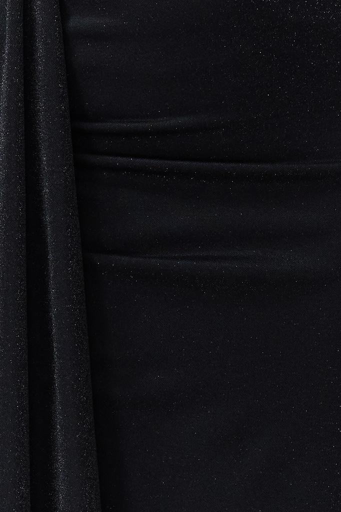 Women's Fashion New Evening Dress & Graduation Dress Black Glitter Knitted Long Evening Evening Dress