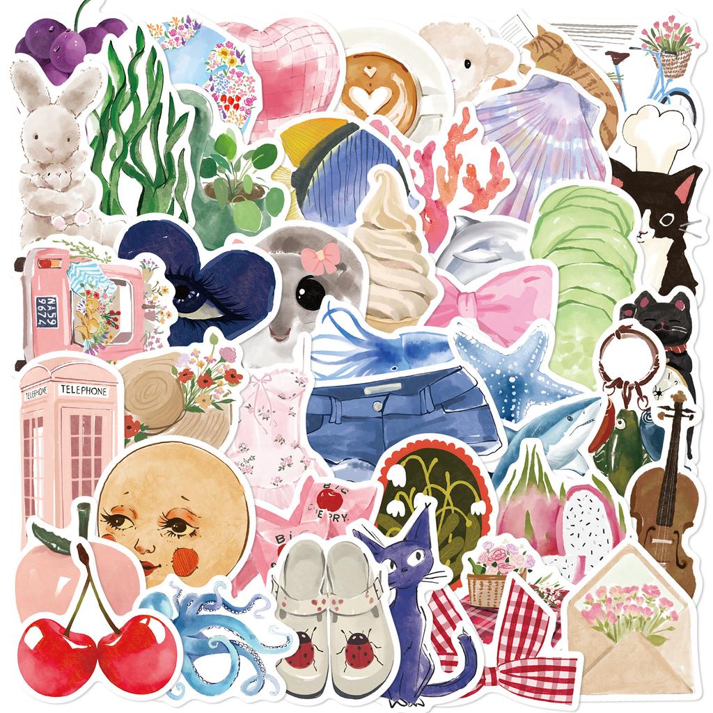 50 Pink Aesthetic Aesthetic Graffiti Stickers Guitar Laptop Suitcase DIY Waterproof Stickers