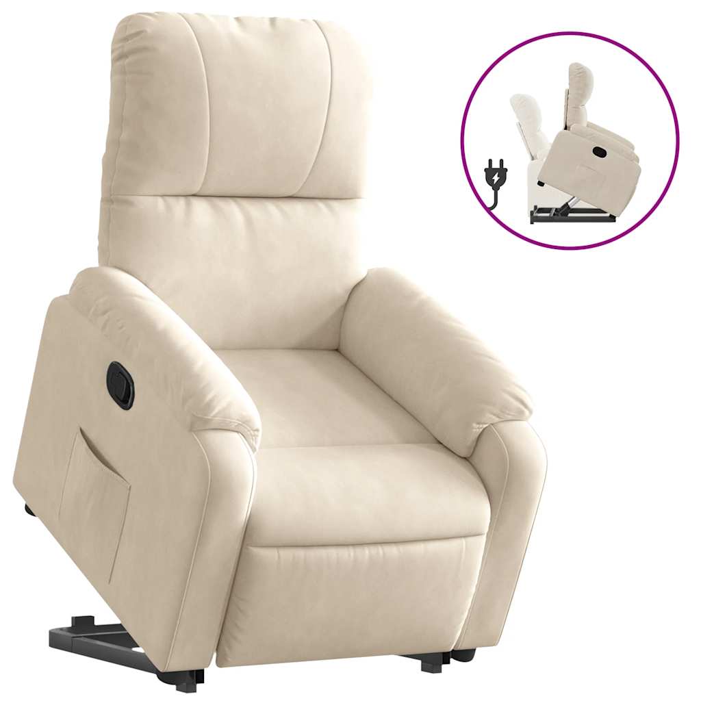 Recliner with Rising Aid Beige Microfiber Fabric