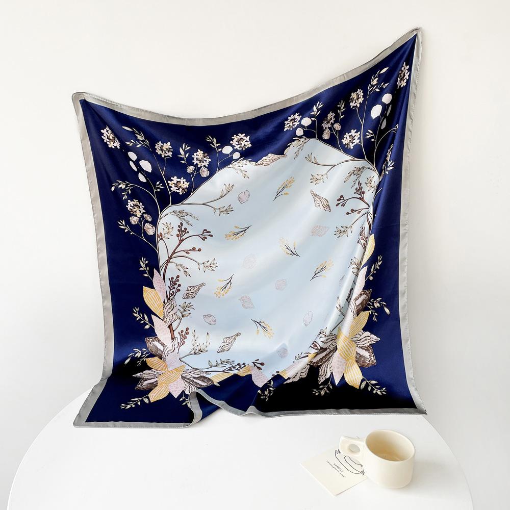 Satin Square Scarf 90cm Gift Silk Scarf Women'S Scarf Shawl Professional Elegant Scarf Sunscreen Scarf Shawl