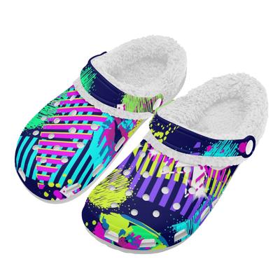 1 пара белых ЭВА клогов с теплой подкладкой, унисекс, легкие, слипоны, удобные, противоскользящие, с мягкой внутренней частью для повседневных зимних занятий