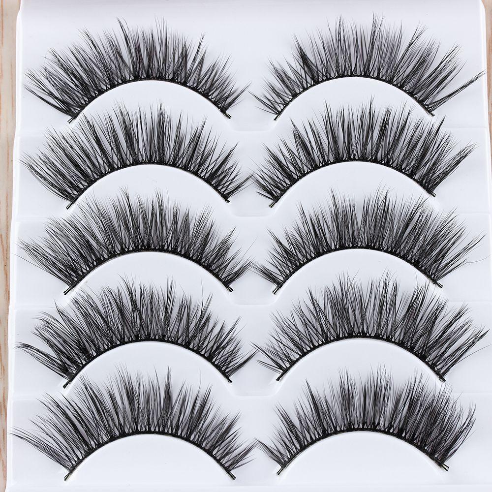 Reusable Handmade Multilayer Wispy Fluffy Extension Tools False Eyelashes Thick Cross Natural Long