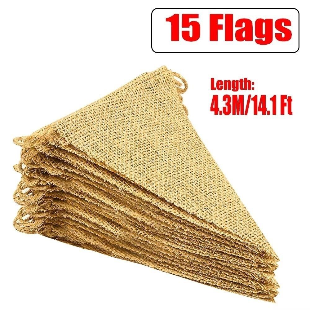 4.3M Length Jute Hessian Flag Garland Triangular Shape Triangular Bunting Garland Birthday Party