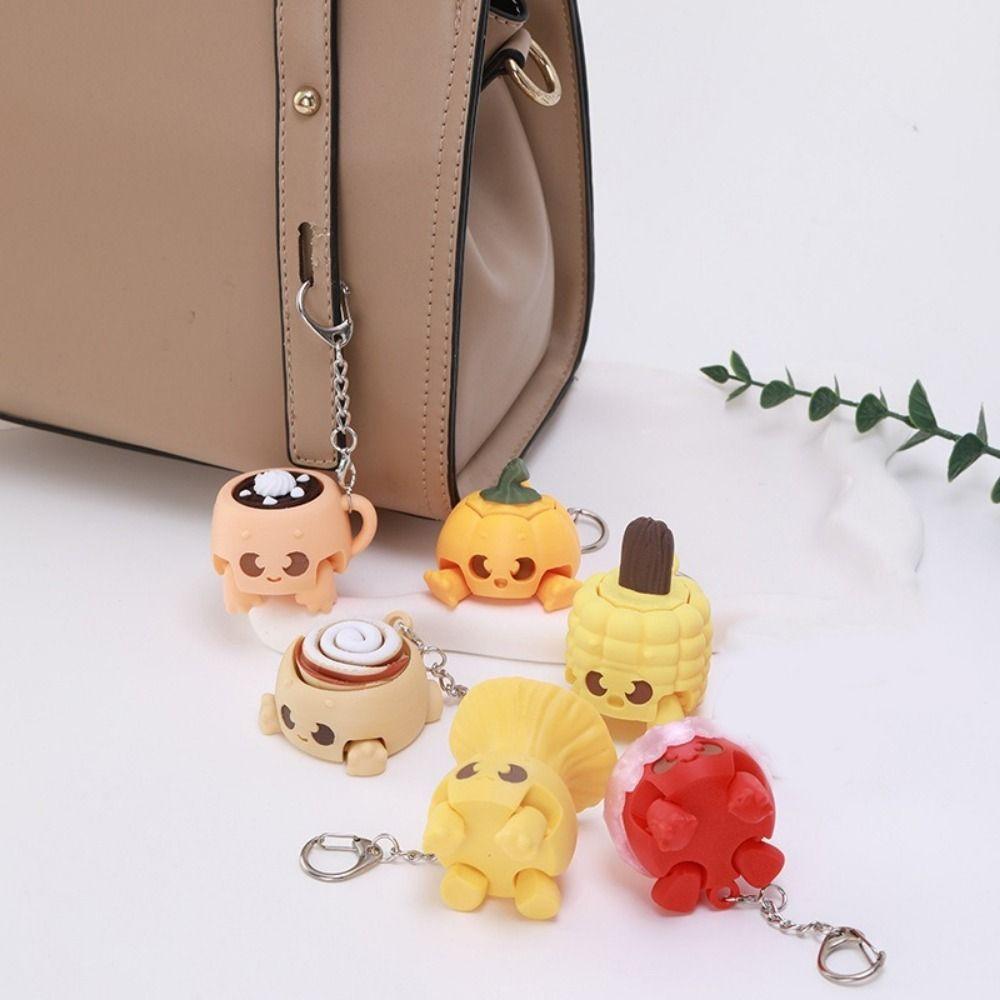 Simulation Cartoon Fidget Keychain 3D Printed Button Press Click Keyring Backpack Pendant