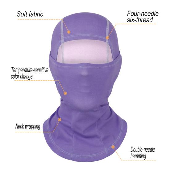 Color-Changing Riding Headgear Heat-Sensitive Fabric Elastic Fit Temperature-Sensitive Hood Heat-reacting Outdoor Headwear